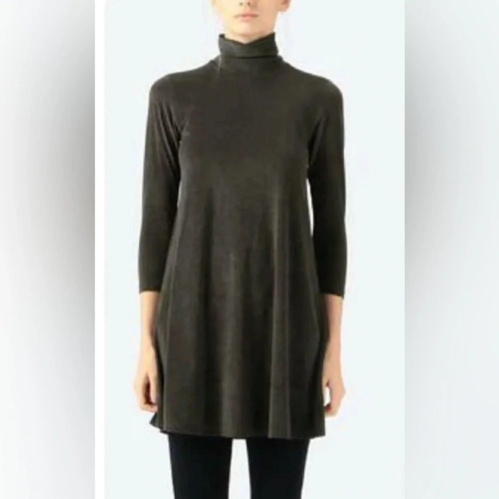 James Perse Womens Velvet Mini Dress Sz 2 Coffee 3/4 Sleeve Grunge Phoebe Buffet